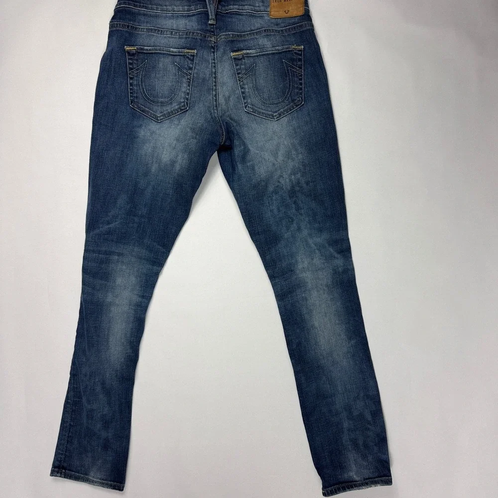 True Religion Cameron Slim Boyfriend Jeans Womens Medium Wash Denim Fits 28x27